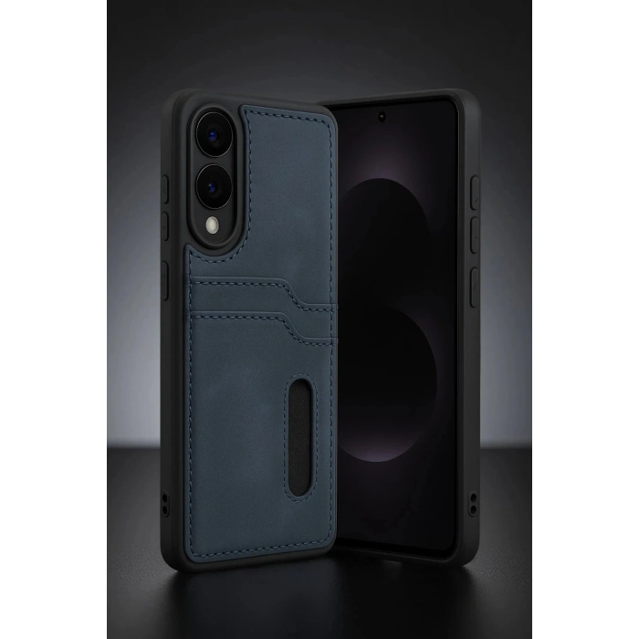 CPT90 Samsung Galaxy S25 Edge Sara Kartvizitli Deri Kılıf - Taba