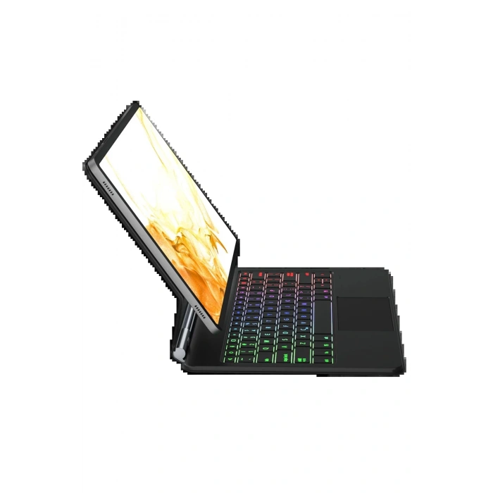 CPT90 Samsung Galaxy T737 Tab S7 FE 12.4 Kılıf Eternal Ledli Klavyeli Tablet Kılıfı - Siyah