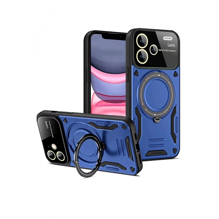 CPT90 Xiaomi Redmi Note 13 Pro Plus Joy Lens Standlı Kapak - Lacivert