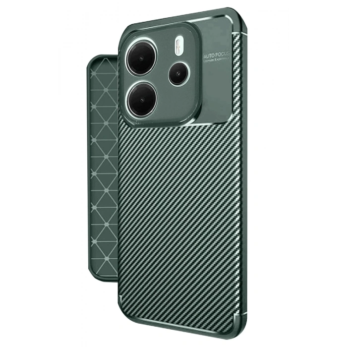CPT90 Xiaomi Redmi Note 14 4G Kılıf Auto Focus Karbon Kapak - Koyu Yeşil