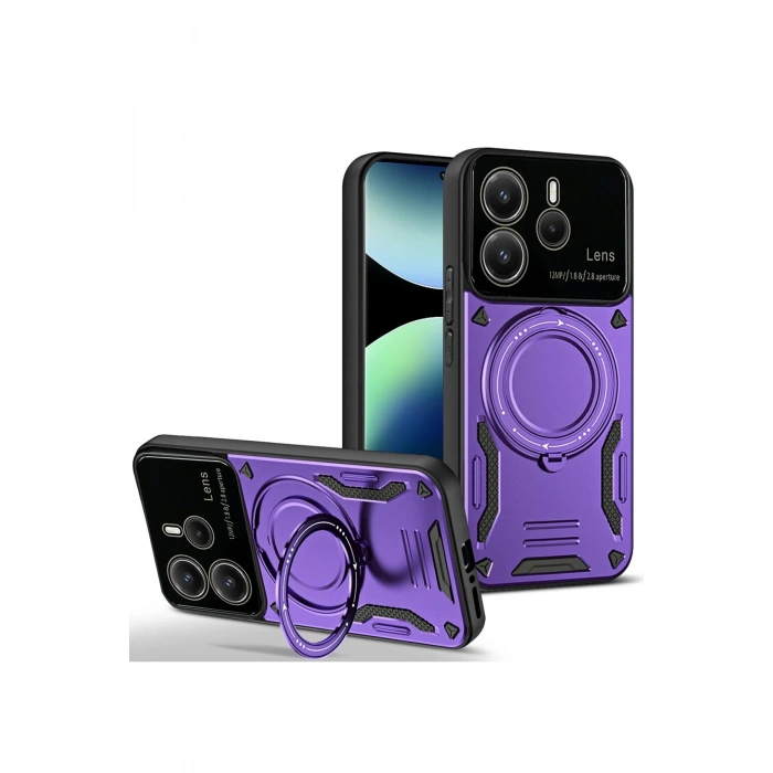 CPT90 Xiaomi Redmi Note 14 4G Kılıf Joy Lens Standlı Kapak - Mor