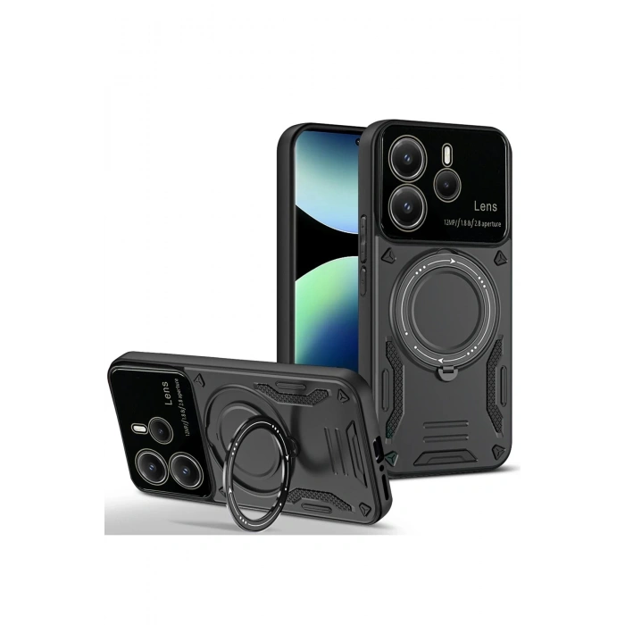 CPT90 Xiaomi Redmi Note 14 4G Kılıf Joy Lens Standlı Kapak - Siyah