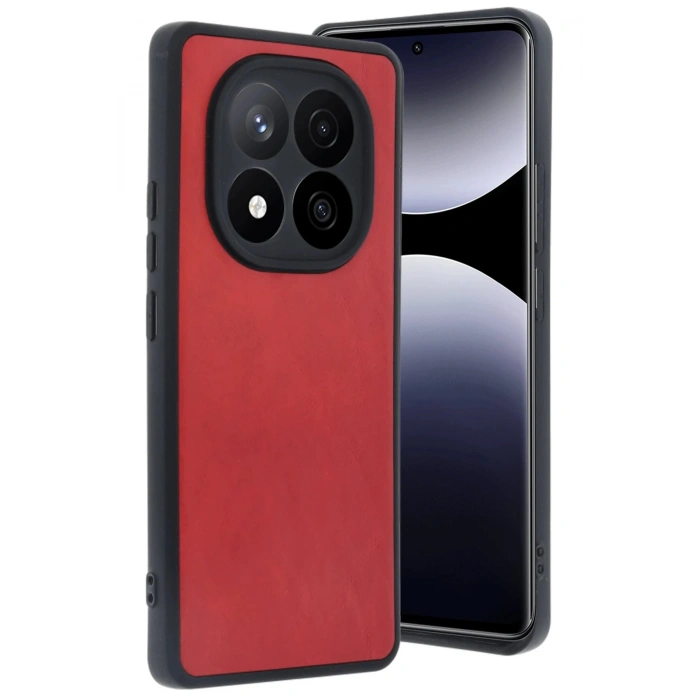 CPT90 Xiaomi Redmi Note 14 Pro 5G Kılıf Aras Deri Kapak - Kırmızı