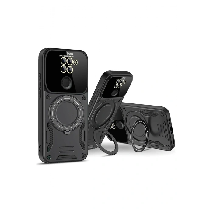CPT90 Xiaomi Redmi Note 9 Joy Lens Standlı Kapak - Siyah