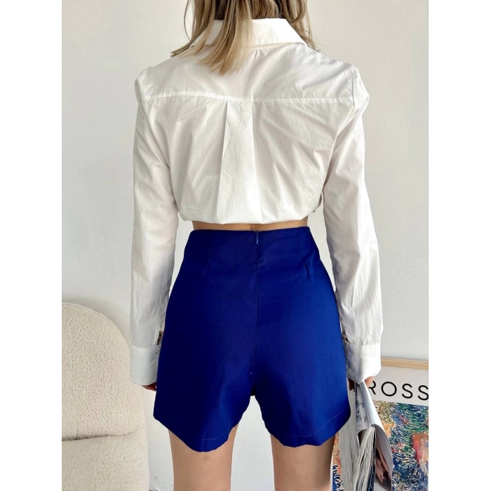 Gabardin fermuarlı şort etek S24906