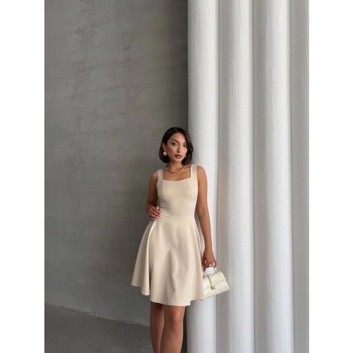 Kadın kare yaka kısa elbise s251188