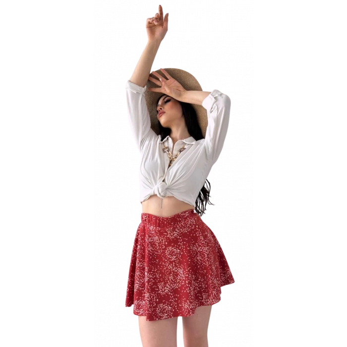 Krinkıl Şortlu Etek - KİREMİT