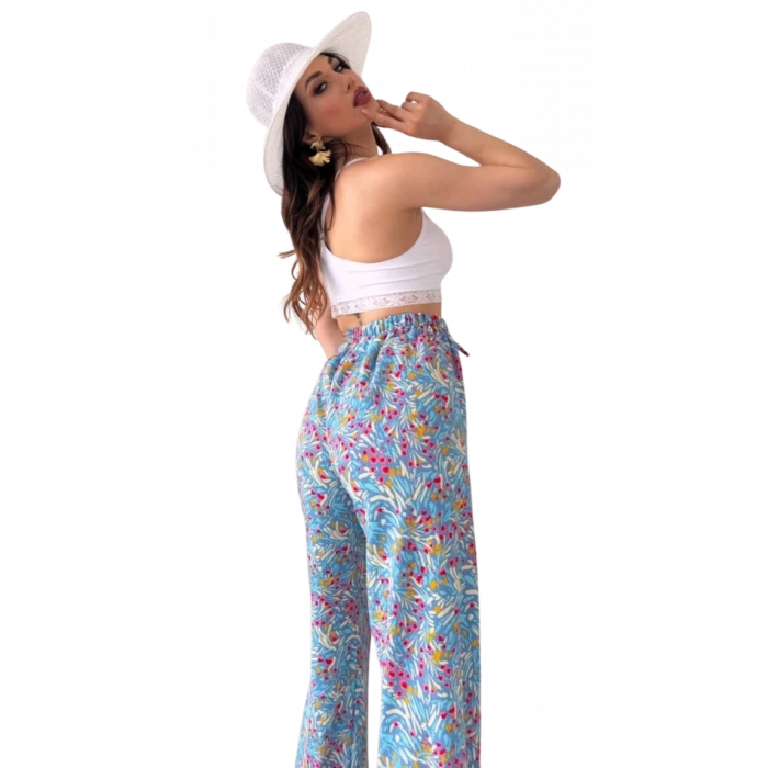 Lastikli Bürümcük Pantolon - MAVİ