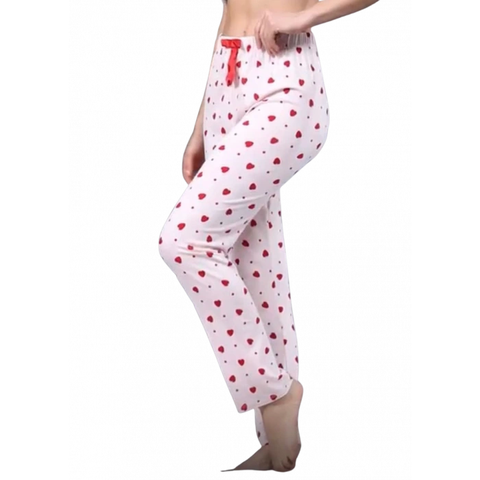 Pijama Altı Modal  Ring Viskon Kumaş Çilek Desenli-Pembe