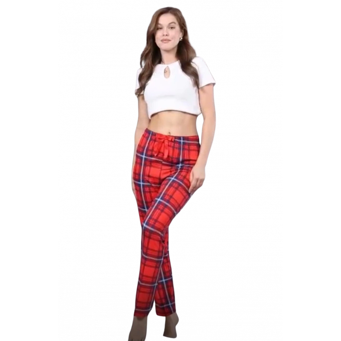 Pijama Altı Modal  Ring Viskon Kumaş-Ekose Desenli