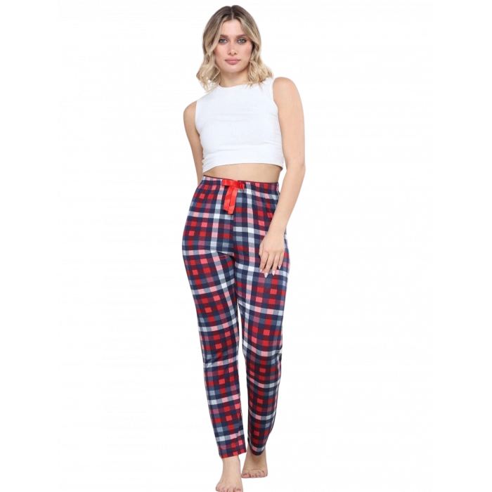 Pijama Altı Modal  Ring Viskon Kumaş-Pöti Kare Desenli