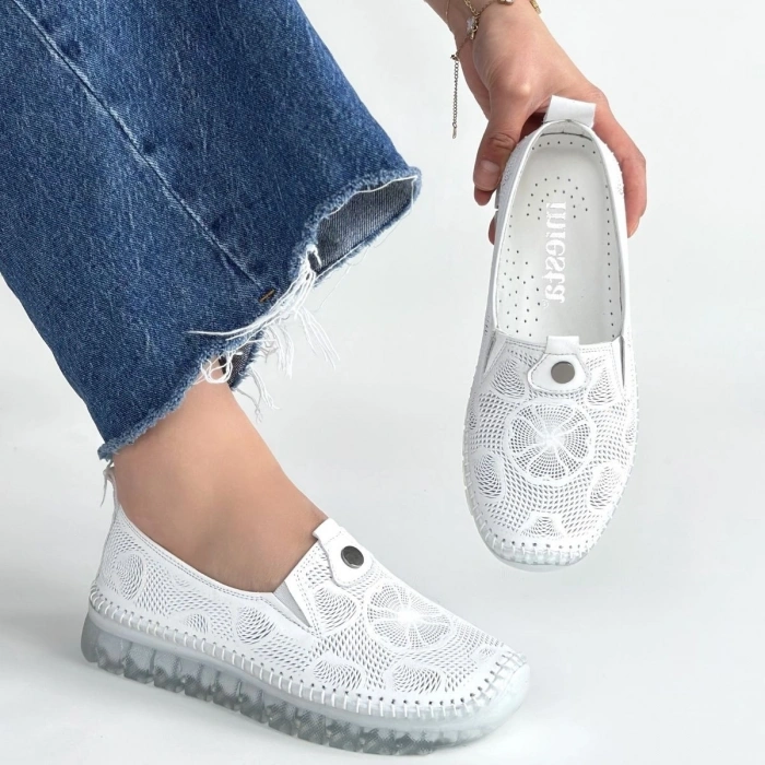 Rinna Beyaz Deri Spor Ayakkabı