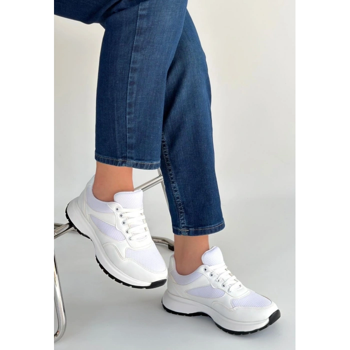 Slar Beyaz Cilt Spor Ayakkabı