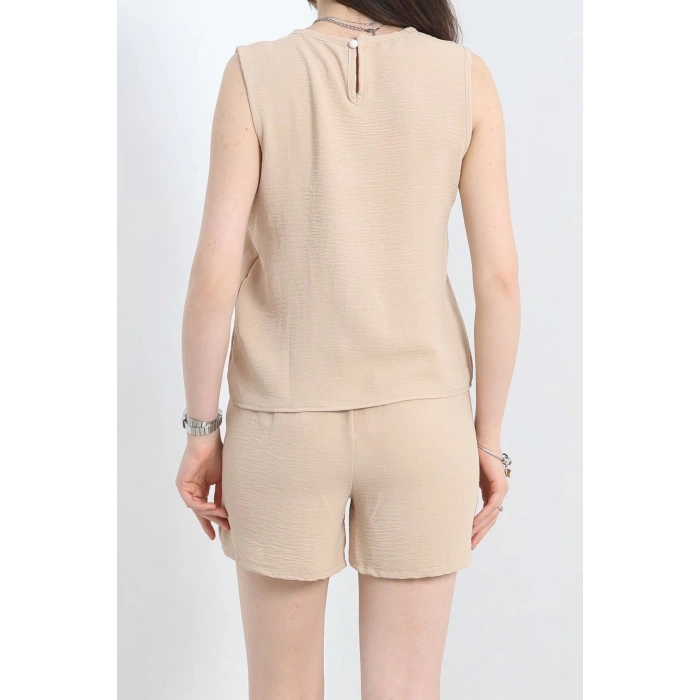Şortlu Ayrobin takım bej