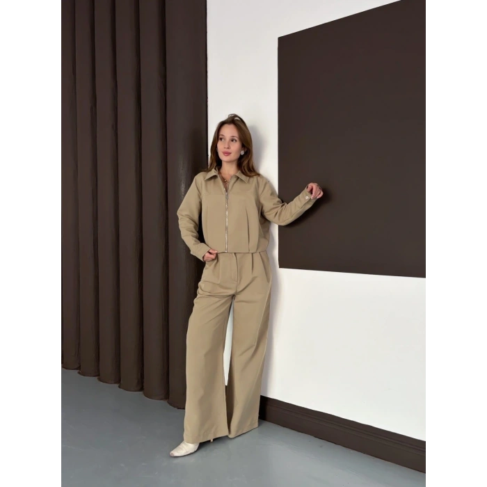 Trenç takım alt üst haki ons