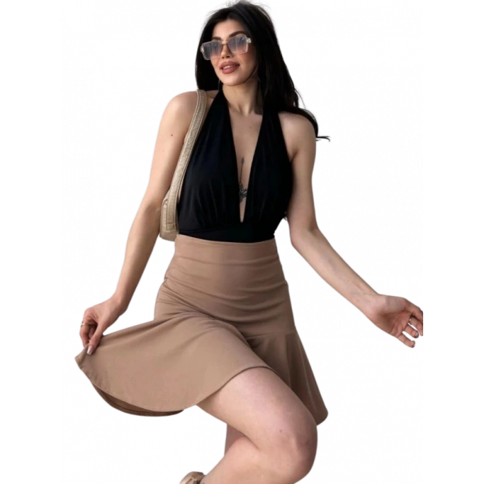 Volanlı Etek - KAHVERENGİ