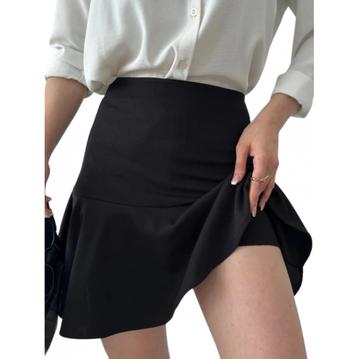 Volanlı  Etek - SİYAH