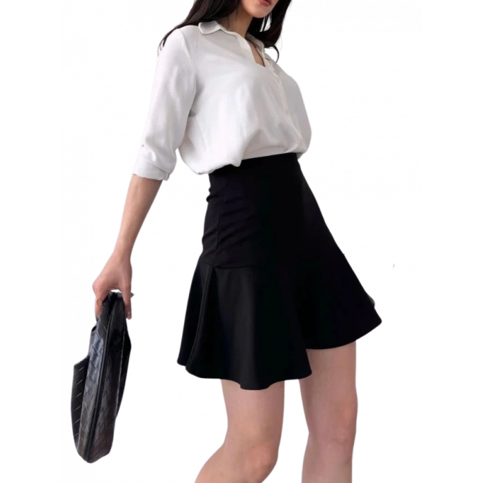 Volanlı  Etek - SİYAH