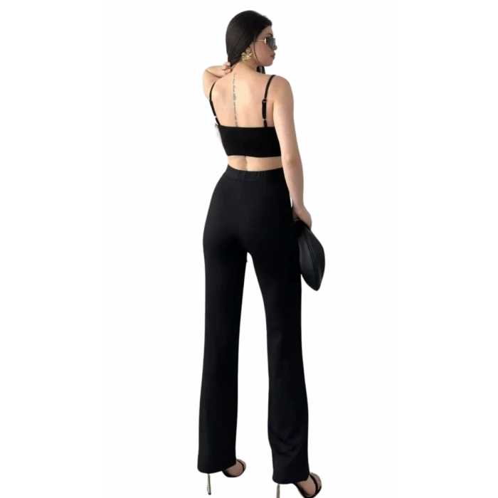 Yüksek Bel  Biyeli Pantolon - SİYAH