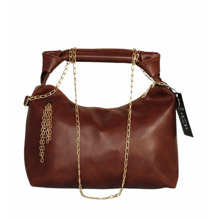 Zincir Askılı  Deri Çanta-Kahverengi