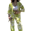 Alt Üst Takım Kimono- Desenli-Yeşil