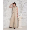 Broşlu yelek pantolon takım bej s255821