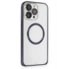 CPT90 iPhone 15 Pro Max Kılıf Metal Bumper Magneticsafe Kapak - Lacivert