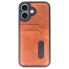 CPT90 iPhone 16 Kılıf Sara Kartvizitli Deri Kılıf - Taba