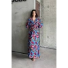 Dokuma baskılı yarasa kol elbise s8124