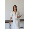 Kısa kollu müslin elbise beyaz pt
