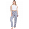 Pijama Altı Modal  Ring Viskon Kumaş Kalp Desenli-Gri
