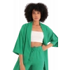 Rahat Kesim Kimono Üst-Yeşil