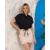 Sıfır kollu bağlamalı crop gömlek siyah s255359