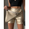 Taşlı şort etek deri gold h240018
