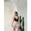 Valonlu fırfırlı şort bej s24683