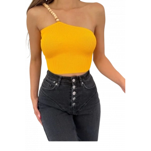 Ahşap Boncuk Detaylı  Bluz-TURUNCU