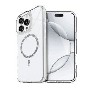 CPT90 Apple iPhone 14 Pro Max Live Diamond Magsafe Kapak - Şeffaf
