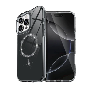 CPT90 Apple iPhone 14 Pro Max Live Diamond Magsafe Kapak - Siyah