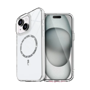 CPT90 Apple iPhone 15 Live Diamond Magsafe Kapak - Şeffaf