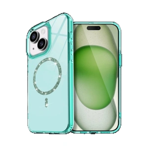 CPT90 Apple iPhone 15 Plus Live Diamond Magsafe Kapak - Yeşil