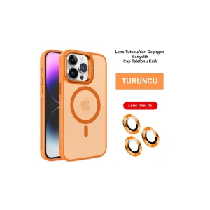 CPT90 iPhone 14 Pro Kılıf Flet Lens Magsafe Kapak - Turuncu
