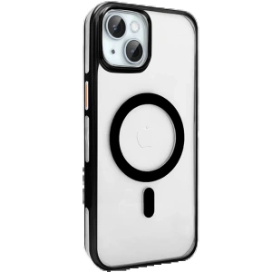 CPT90 iPhone 15 Gleam PC Sert Magsafe Kılıf - Şeffaf-Siyah