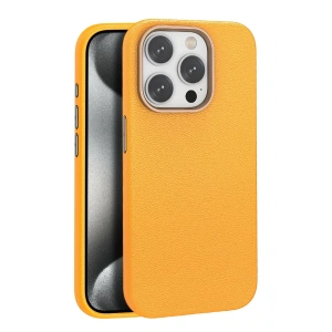 CPT90 iPhone 15 Pro Kılıf Wonder Deri Magsafe Kapak - Turuncu