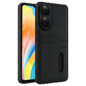 CPT90 Oppo A38 Sara Kartvizitli Deri Kılıf - Siyah