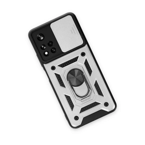 CPT90 Xiaomi Redmi Note 11T Kılıf Pars Lens Yüzüklü Silikon - Gümüş