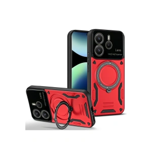 CPT90 Xiaomi Redmi Note 14 4G Kılıf Joy Lens Standlı Kapak - Kırmızı