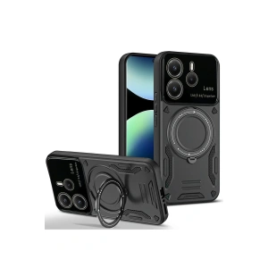 CPT90 Xiaomi Redmi Note 14 4G Kılıf Joy Lens Standlı Kapak - Siyah