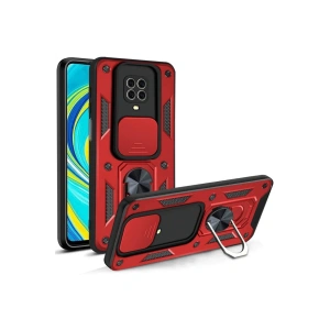 CPT90 Xiaomi Redmi Note 9 Pro Kılıf Pars Lens Yüzüklü Silikon - Kırmızı