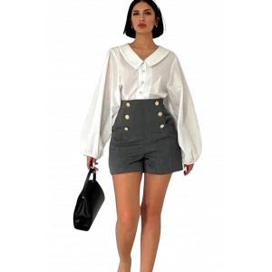 Düğme Detaylı Şık Midi Şort