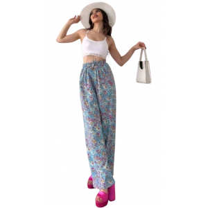 Lastikli Bürümcük Pantolon - MAVİ